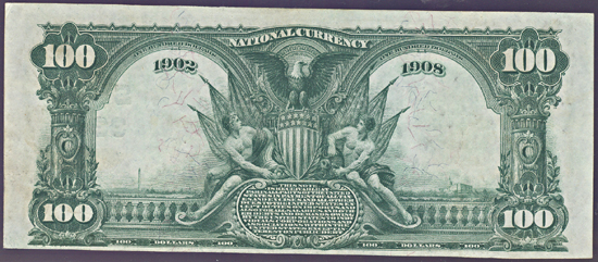 1902 $100.00. Memphis, TN Charter# 336 Blue Seal Date Back. PMG CU.