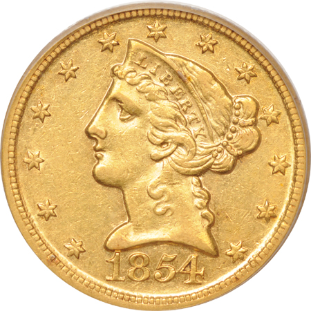 1854-D "Large D" PCGS AU-53.