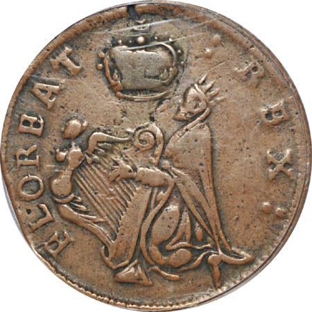 (1670 - 1675) New Jersey St. Patrick or Mark Newby Farthing PCGS VF-35.