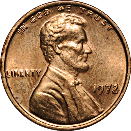 1972 doubled-die Lincoln cent MS-60/obverse spots.