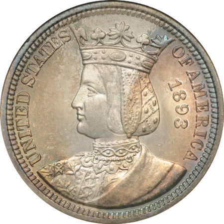 1893 Isabella Quarter. NGC MS-64.