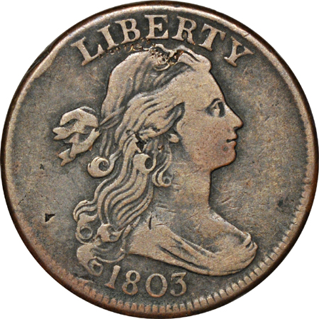 Four 1803 Draped Bust Large cents.