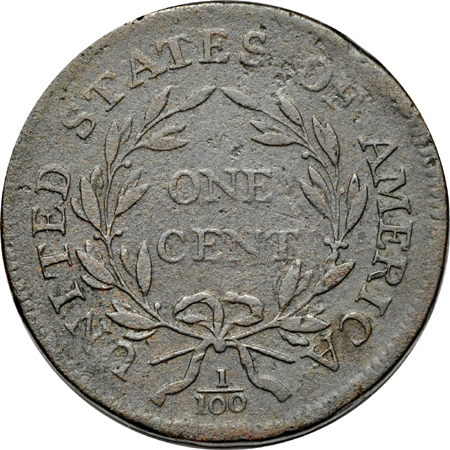 1796 Crowded Head/ Triple Leaf Under "T" (S-89, R-3).  F.