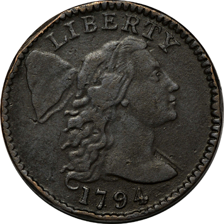 1794 Head of 1795 Circular Curl/Marred Face (S-67, R-3). F.