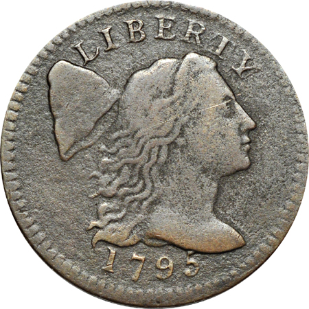 1795 Plain Edge, One Cent High (S-76b, R-1). Fine details.