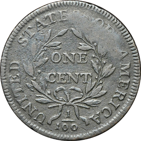 1797 Plain Edge - '96 Rev., Reverse Die Swelling,  (S-138, R-1). Fine details.