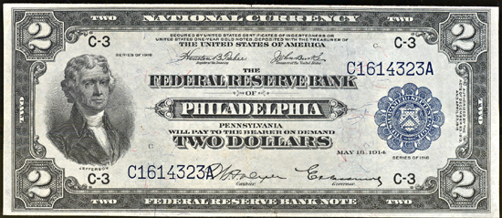 1918 $2.00 Philadelphia.  AU.