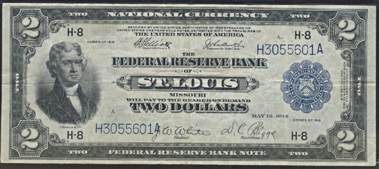 1918 $2.00 St. Louis.  PMG VF-25.