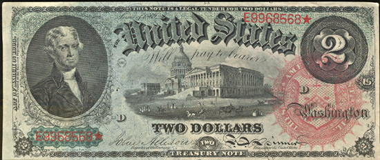 1869 $2.00.  CU.