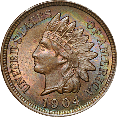One Flying Eagle cent and Six Indian Head cents.