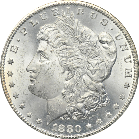 Eight GSA Morgan dollars. Unc.