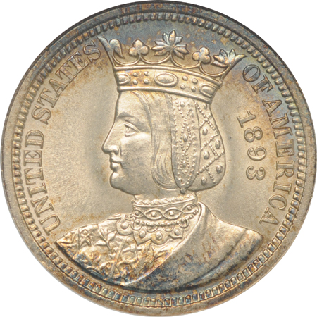 1893 Isabella Quarter. ANACS MS-63.