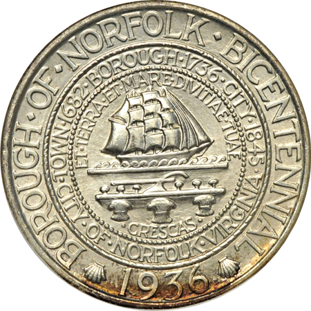 1936 Norfolk, 1936 York and 1937 Roanoke. NGC MS-66.