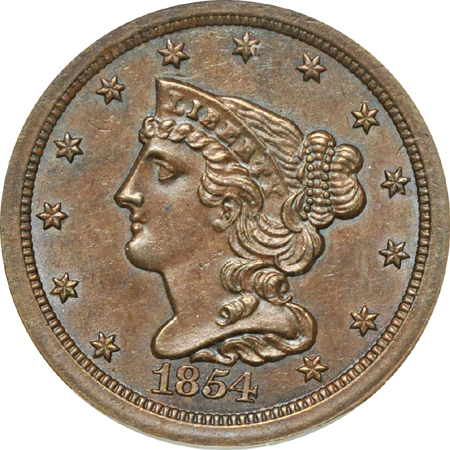 1854 (C-1, R-1) NGC MS-63 BN.