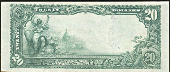 1902 $20.00. Huntington, WV Charter# 4607 Blue Seal. AU.