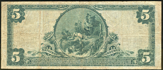 1902 $5.00. Fayetteville, AR Charter# 8786 Blue Seal. F.