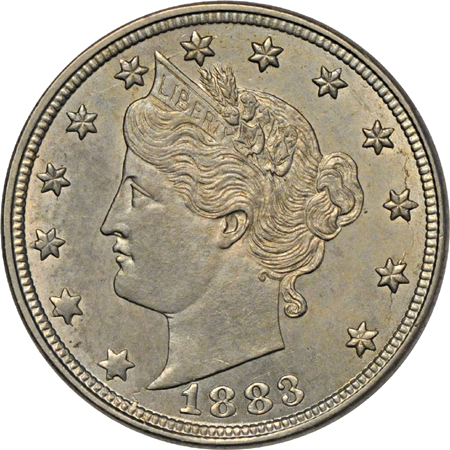 Ten nickel type coins.