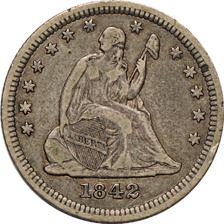 Three Seated Liberty quarters.