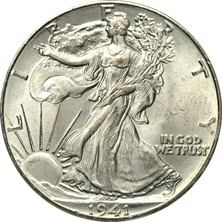 Six certified Walking Liberty half-dollars.