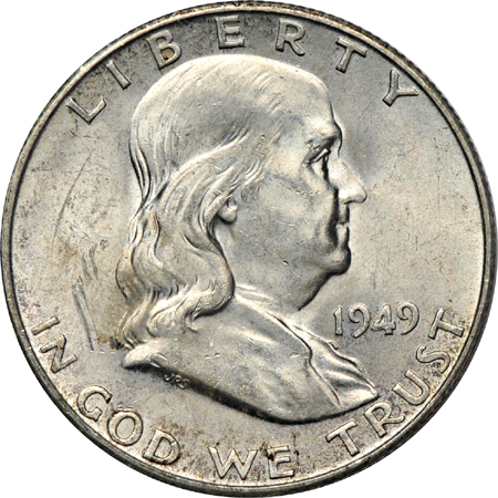 Album (1948 - 1963-D) of Franklin half-dollars.