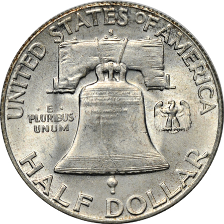 Album (1948 - 1963-D) of Franklin half-dollars.