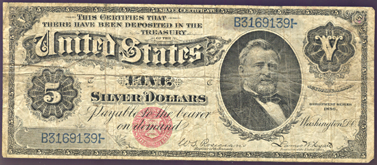 1886 $5.00.  F.