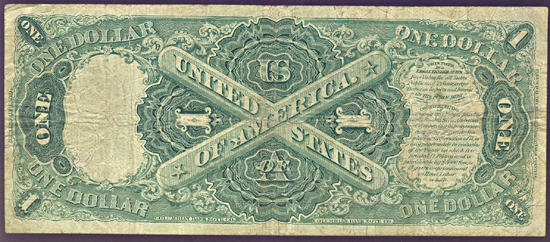 1880 $1.00.  Large Seal Red Numbers. F.