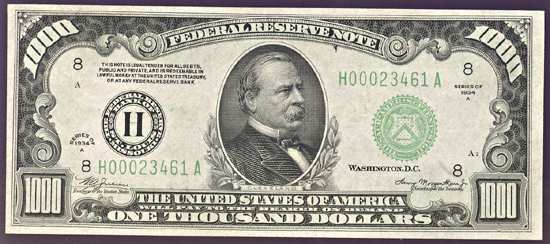 1934-A $1,000.00 St. Louis.  CHCU.