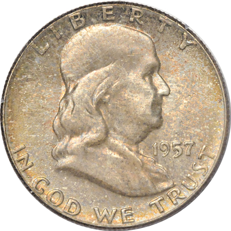 Eight certified Franklin half-dollars. PCGS.