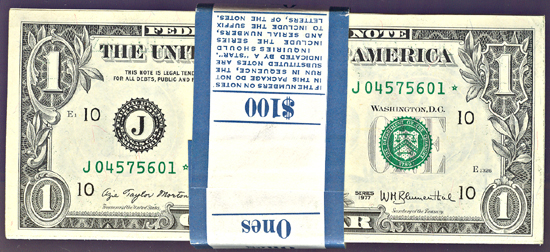 Star pack of 100 1977 $1.00 Kansas City.  GemCU.