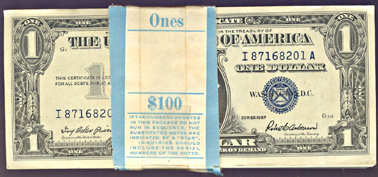 Pack of 100 1957 $1.00.  CHCU.