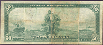 1914 $50.00 Cleveland.  Blue Seal. F.