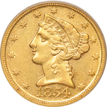 1854-D "Large D" PCGS AU-53.