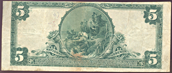 1902 $5.00. Belleville, IL Charter# 2154 Blue Seal. F.