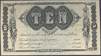 Two Sequential 1879 $10.00 Refunding Certificates.  PMG VF-35.