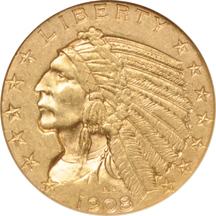 1908-D NGC AU-50 Golden Gate Collection.