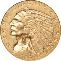 Two 1909-D NGC AU-53 Golden Gate Collection.