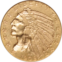 Two 1909-D NGC AU-53 Golden Gate Collection.