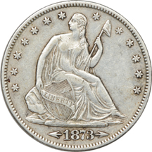 Ten Seated Liberty half-dollars.