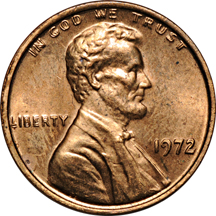 1972 doubled-die Lincoln cent MS-60/obverse spots.