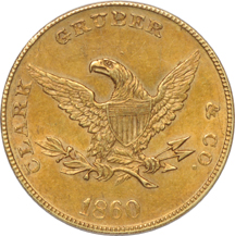 1860 CLARK-GRUBER. PCGS AU-58.