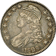 Six Capped Bust half-dollars.