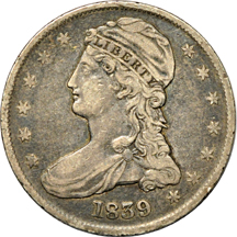 Eight Capped Bust half-dollars.