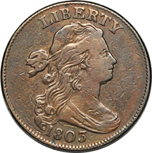 Four 1803 Draped Bust Large cents.