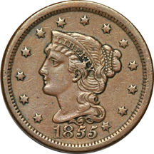 Six Braided Hair Large cents.