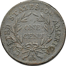 1796 Crowded Head/ Triple Leaf Under "T" (S-89, R-3).  F.