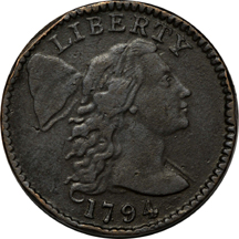 1794 Head of 1795 Circular Curl/Marred Face (S-67, R-3). F.