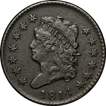 1814 Plain 4 (S-295, R-1). VF details.