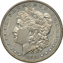 Six "Reverse E" and Eight "VAM" variety Morgan dollars. PCI.