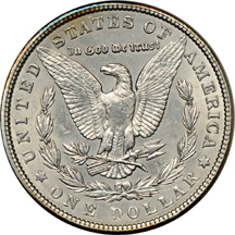 Eighteen Morgan dollar varieties.